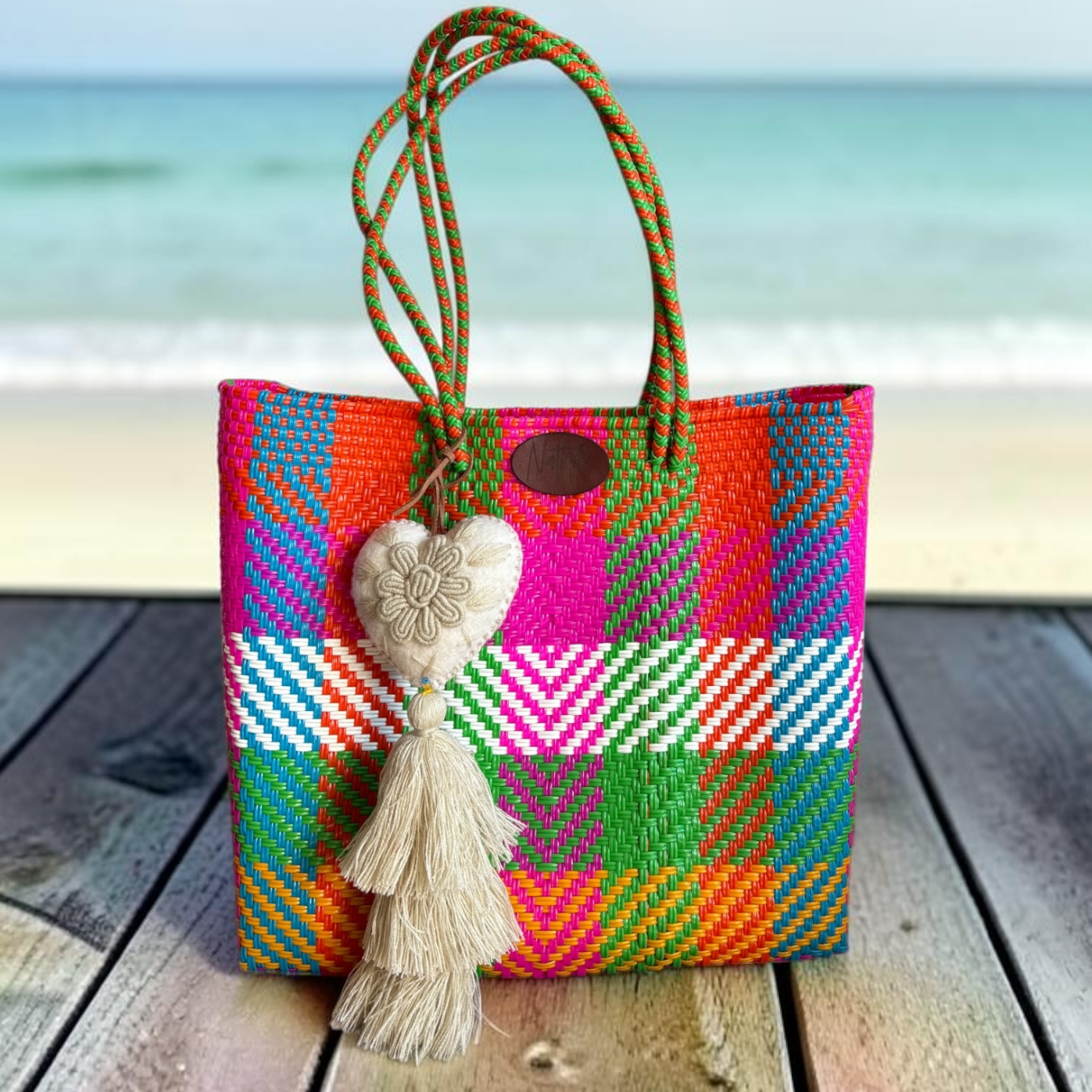 Carteras tejida mediana Cuadros/multicolor