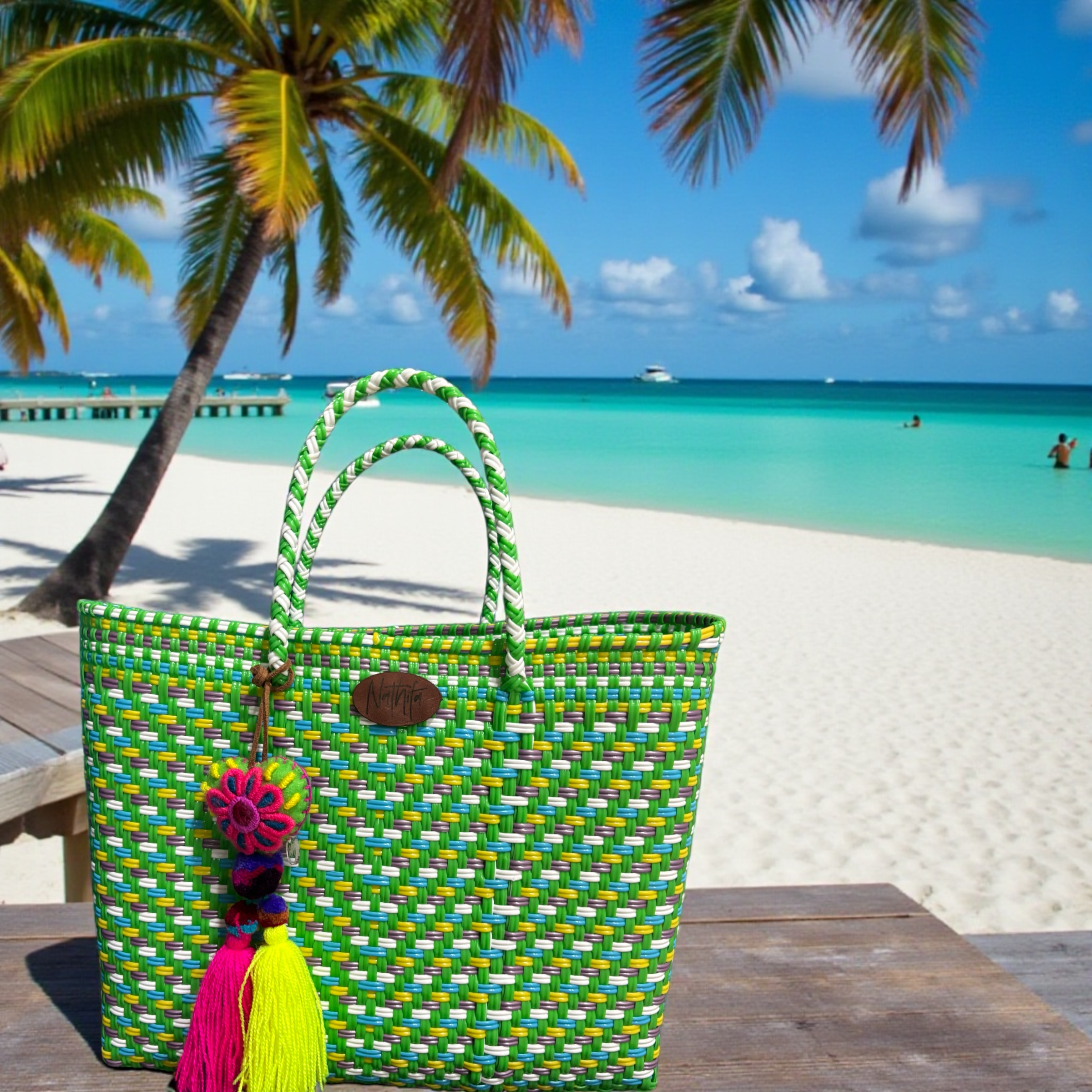 Cartera tejida pequeña Verde Tropical