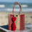 Cartera tejida mediana Rayas rojo/dorado