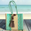 Carteras tejida mediana crema/menta