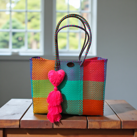 Cartera tejida grande Cuadros colores