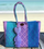 Cartera tejida grande Rosa/Lila/Azul