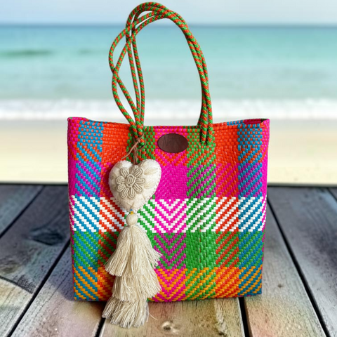 Carteras tejida mediana Cuadros/multicolor