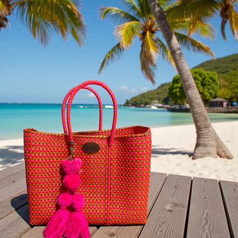 Cartera tejida pequeña Coral Dorado