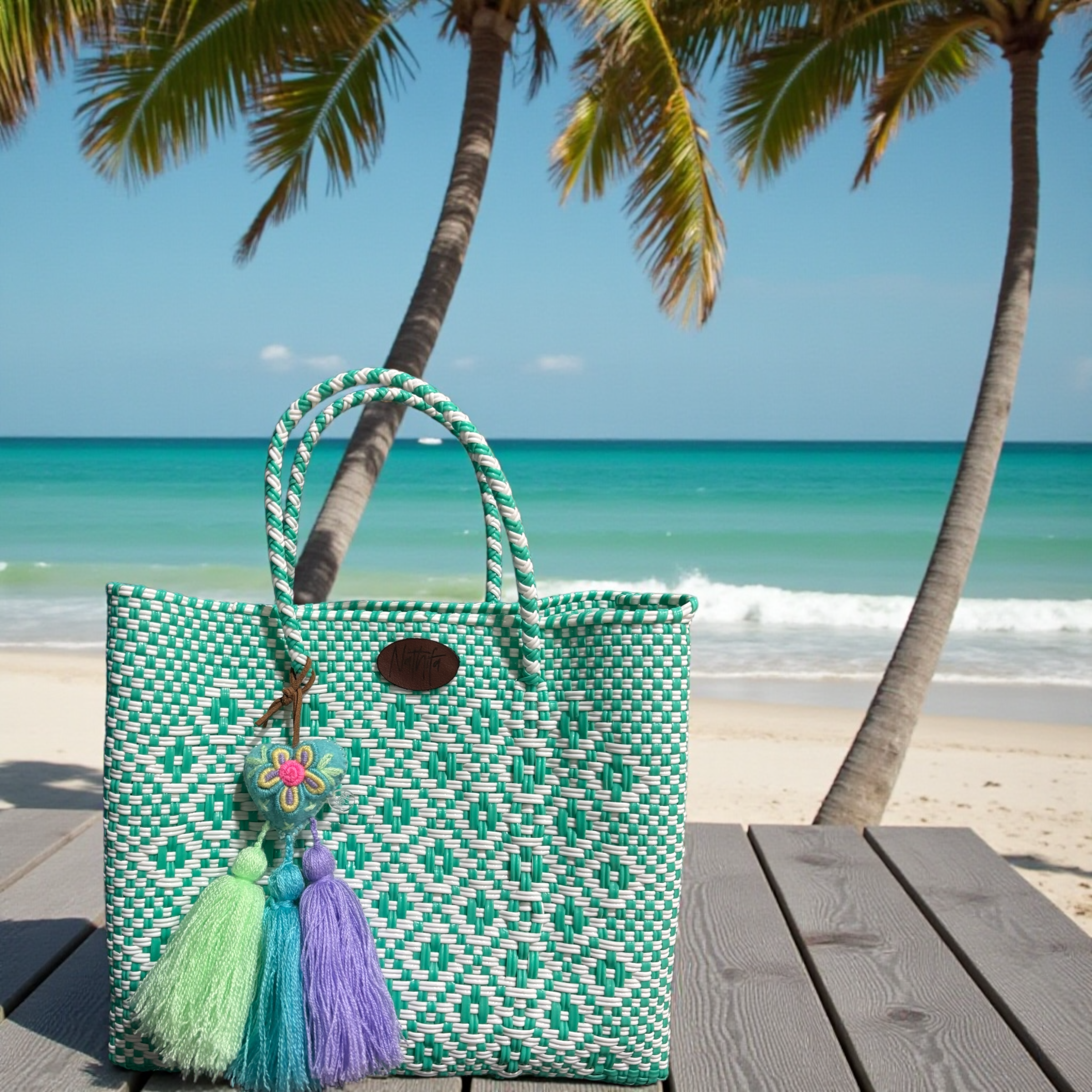 Cartera tejida pequeña Verde Menta